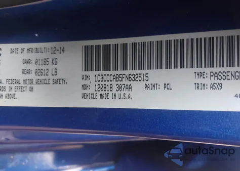 2015 Chrysler 200 Limited из США, поврежденный, VIN 1C3CCCAB5FN632515